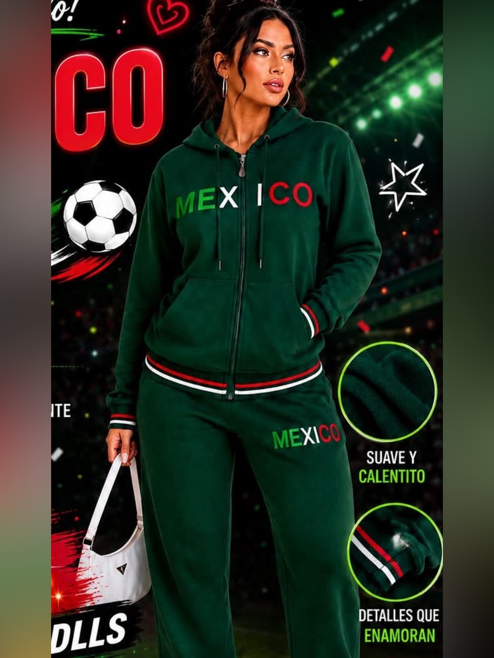 Mexico Streetwear Zip Up Track set